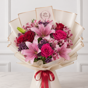 Pink Lily & Red Floral Bouquet 🌸🌹 - Image 2