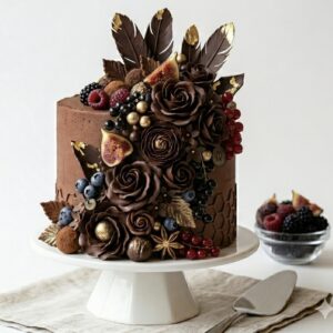Luxury Chocolate Floral Cake 🍫🌹✨ - Image 2