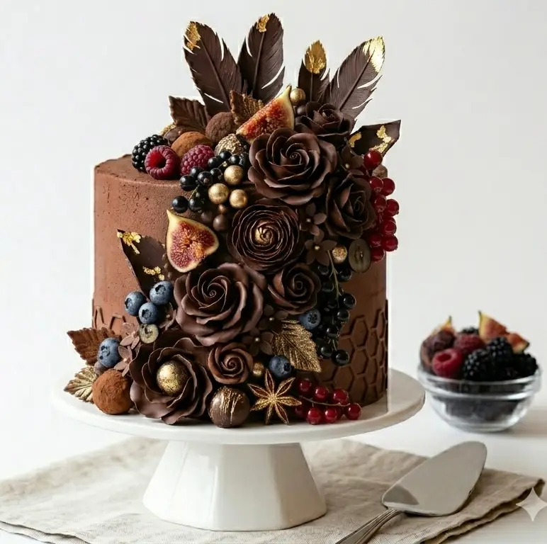 Luxury Chocolate Floral Cake 🍫🌹✨ - Image 2