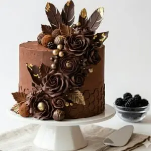 Luxury Chocolate Floral Cake 🍫🌹✨ - Image 1
