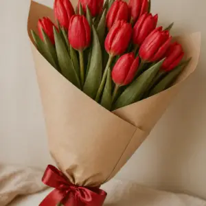 Crimson Tulip Elegance 🌷 🤍 - Image 1