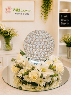 Flowers + Mirror + Circle LED Centerpiece