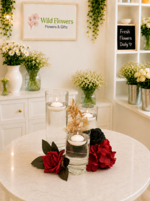 Glass w/ Candles Centerpiece