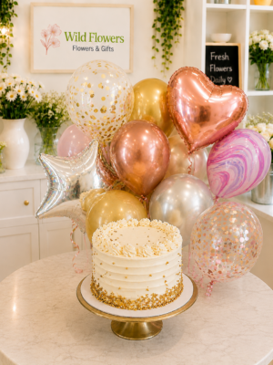Cute Package (  Balloons + Cake  )