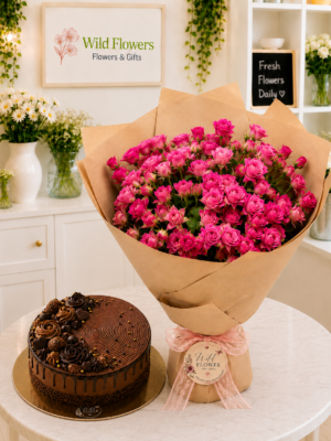 Sweet Combo ( Flowers + Cake  )