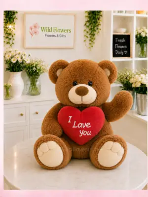 Brown Love Teddy Bear with red heart gift in Dubai Brown Love Teddy Bear with red heart gift in Dubai
