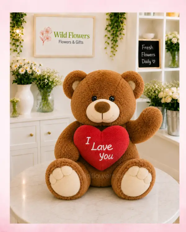 Brown Love Teddy Bear with red heart gift in Dubai Brown Love Teddy Bear with red heart gift in Dubai