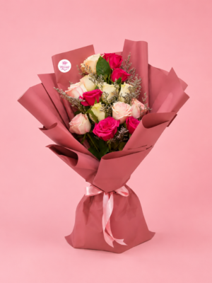 Red Pink Rose Bouquet with Fresh Mixed Roses Red Pink Rose Bouquet with Fresh Mixed Roses
