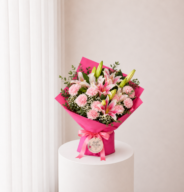 Pink Lily Embrace pink lily mixed flower bouquet Pink Lily Embrace pink lily mixed flower bouquet