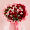 Red Pink Rose Baby's Breath Bouquet