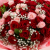 Red Pink Rose Baby's Breath Bouquet