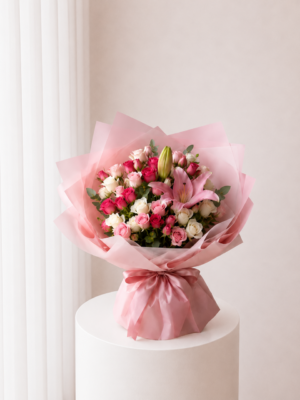 Pink Lily Charm pink lily mixed flower bouquet