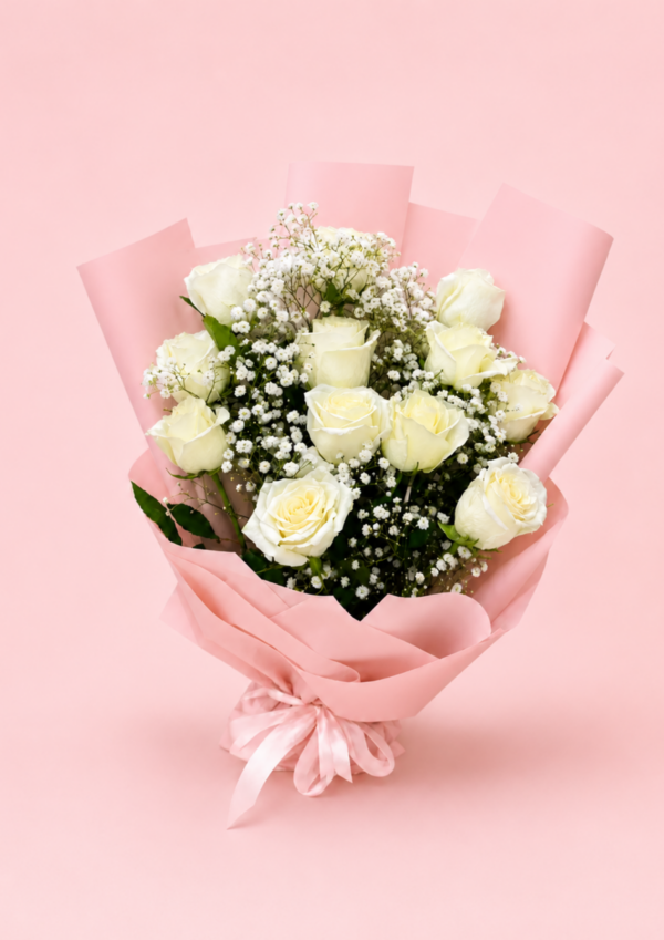 13 White Rose Bouquet