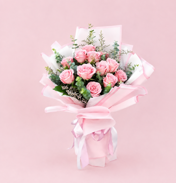 Pink Rose Bouquet with Fresh Blush Pink Roses Pink Rose Bouquet with Fresh Blush Pink Roses