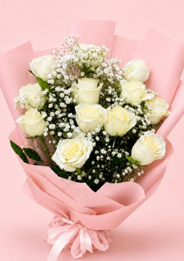 14 White Rose Bouquet