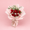 Red Rose Baby's Breath Bouquet with Fresh Red Roses