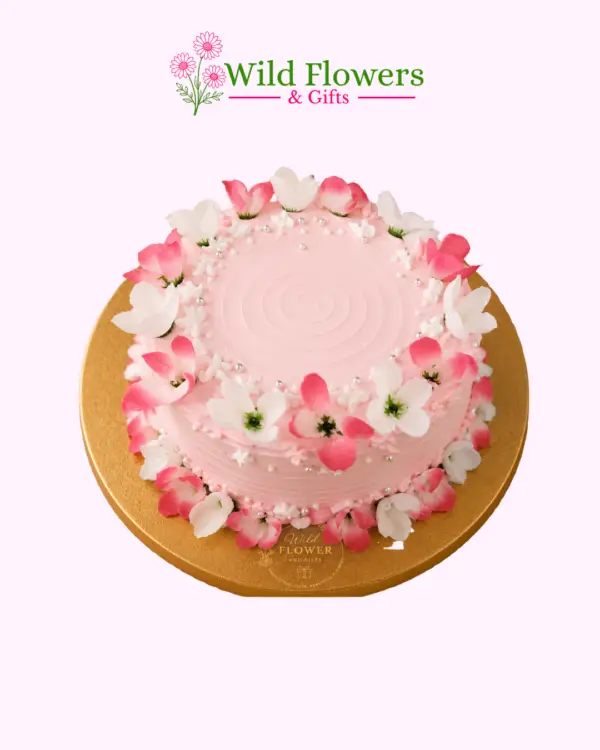 Blush Petal Cake with pink and white floral cream decoration Blush Petal Cake with pink and white floral cream decoration