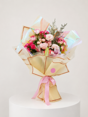 Pink Peach Flower Bouquet with Fresh Flowers Pink Peach Flower Bouquet with Fresh Flowers