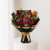 Scarlet Rose Bouquet Dubai with red roses in black and gold wrapping