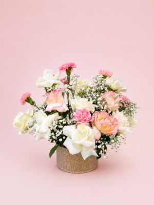 Pastel Flower Box with Pink White and Peach Flowers Pastel Flower Box with Pink White and Peach Flowers