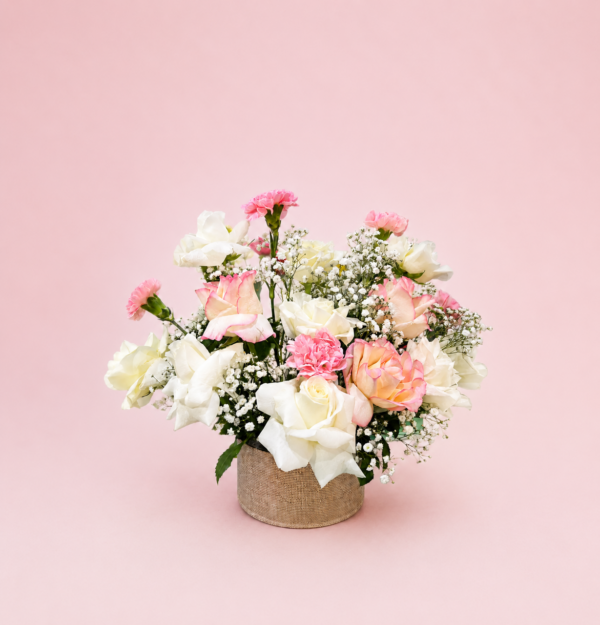 Pastel Flower Box with Pink White and Peach Flowers Pastel Flower Box with Pink White and Peach Flowers