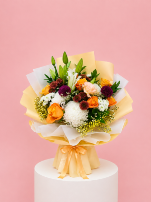 Orange Mixed Flower Bouquet with Fresh Colorful Flowers Orange Mixed Flower Bouquet with Fresh Colorful Flowers