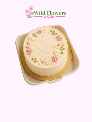 Floral Wreath Cake with Pink Flower Decoration Floral Wreath Cake with Pink Flower Decoration