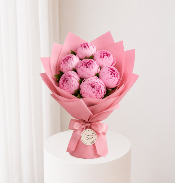 3Pink Peony Bouquet with fresh pink peonies and elegant pink wrapping Pink Peony Bouquet with fresh pink peonies and elegant pink wrapping