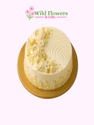 Cream Rosette Cake with elegant frosting flowers in Cream Rosette Cake with elegant frosting flowers in