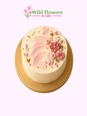 Pink Floral Cake with Elegant Birthday Decoration Pink Floral Cake with Elegant Birthday Decoration