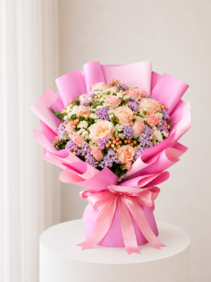 Coral Petal Radiance peach coral and pink flower bouquet Coral Petal Radiance peach coral and pink flower bouquet