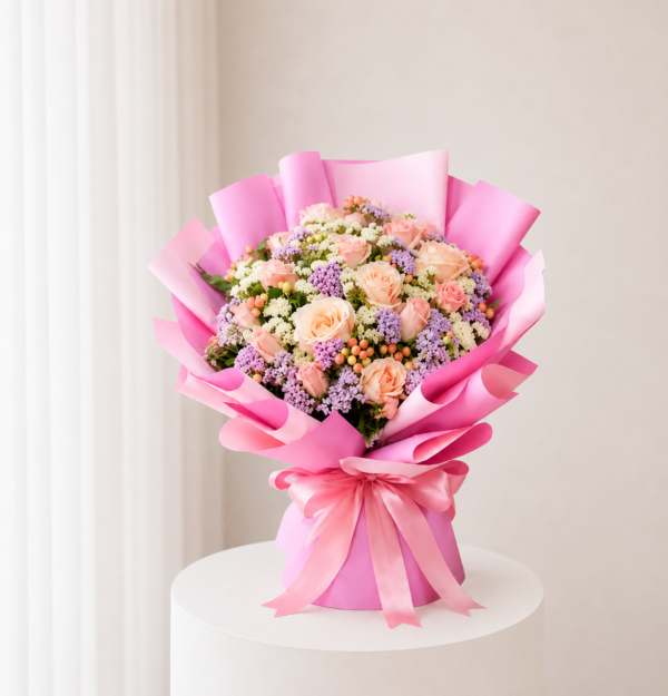 Coral Petal Radiance peach coral and pink flower bouquet Coral Petal Radiance peach coral and pink flower bouquet