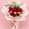 Red Rose Baby's Breath Bouquet