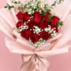 Red Rose Baby's Breath Bouquet