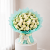 Mint Rose Bouquet with fresh white roses delicate flowers and mint wrapping