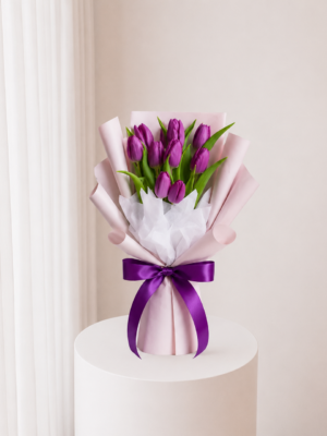 Purple Tulip Bouquet with fresh purple tulips and elegant wrapping Purple Tulip Bouquet with fresh purple tulips and elegant wrapping