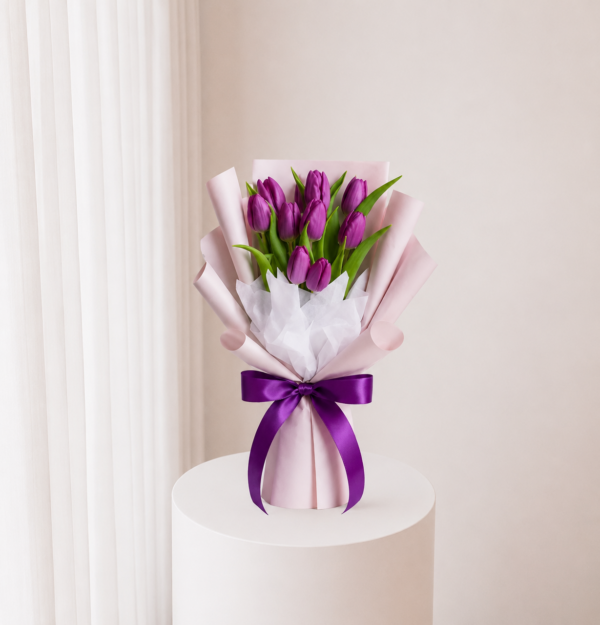 Purple Tulip Bouquet with fresh purple tulips and elegant wrapping Purple Tulip Bouquet with fresh purple tulips and elegant wrapping