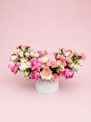 Pink Flower Box with Fresh Pink and White Flowers Pink Flower Box with Fresh Pink and White Flowers