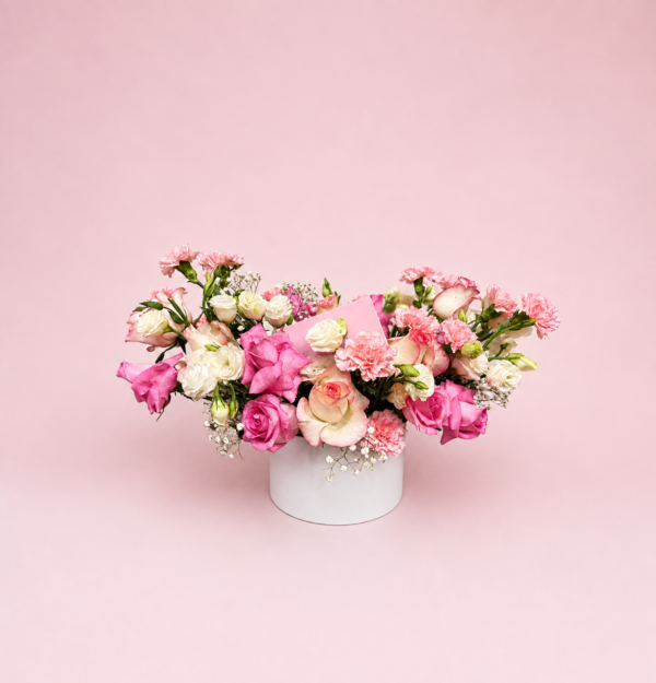 Pink Flower Box with Fresh Pink and White Flowers Pink Flower Box with Fresh Pink and White Flowers