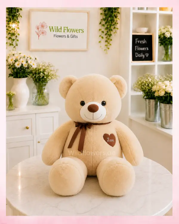 Beige Ribbon Teddy with brown bow plush gift Dubai Beige Ribbon Teddy with brown bow plush gift Dubai