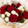 42 Red White Rose Bouquet
