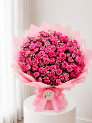 Pink Spray Rose Bouquet with fresh pink spray roses and elegant pink wrapping Pink Spray Rose Bouquet with fresh pink spray roses and elegant pink wrapping