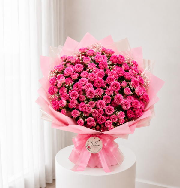 Pink Spray Rose Bouquet with fresh pink spray roses and elegant pink wrapping Pink Spray Rose Bouquet with fresh pink spray roses and elegant pink wrapping