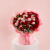 Red Pink Rose Baby's Breath Bouquet