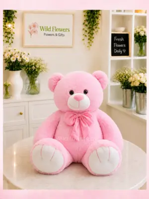 Pink Bow Teddy soft plush bear with ribbon gift Pink Bow Teddy soft plush bear with ribbon gift