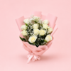 White Rose Bouquet Pink Wrapping White Rose Bouquet Pink Wrapping