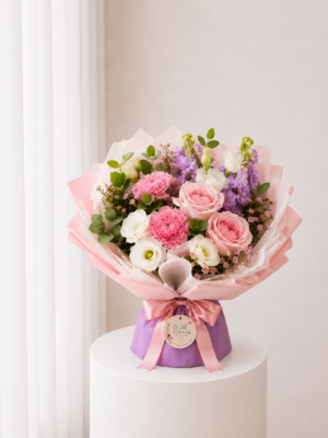 Pastel Mixed Bouquet with pink white and purple fresh flowers