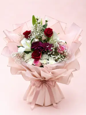 Mix Flower Beauty Red Rose Mixed Bouquet Mix Flower Beauty Red Rose Mixed Bouquet