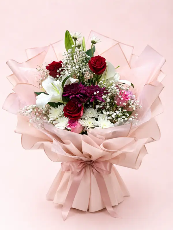 Mix Flower Beauty Red Rose Mixed Bouquet