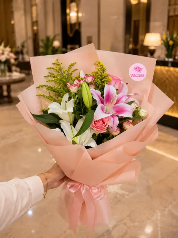 To be Post 29 Blush Pink White Lily Bouquet